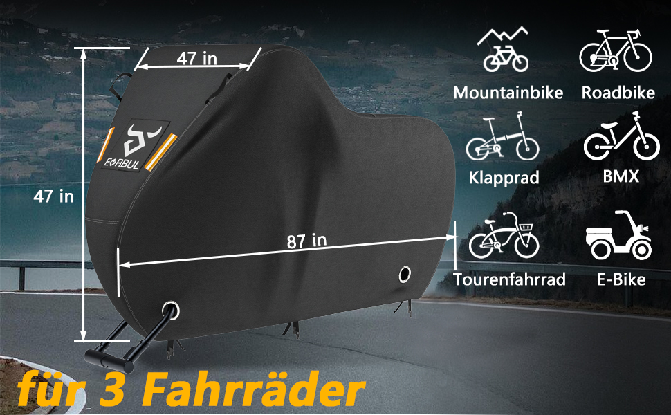 Водонепроникний чохол для велосипедів EVRBUL на 1-2 велосипеди, 210 x 110 x 76 см, 420D, захист від дощу, сонця, вітру, з отвором для замка, підходить для гірських, шосейних та електровелосипедів