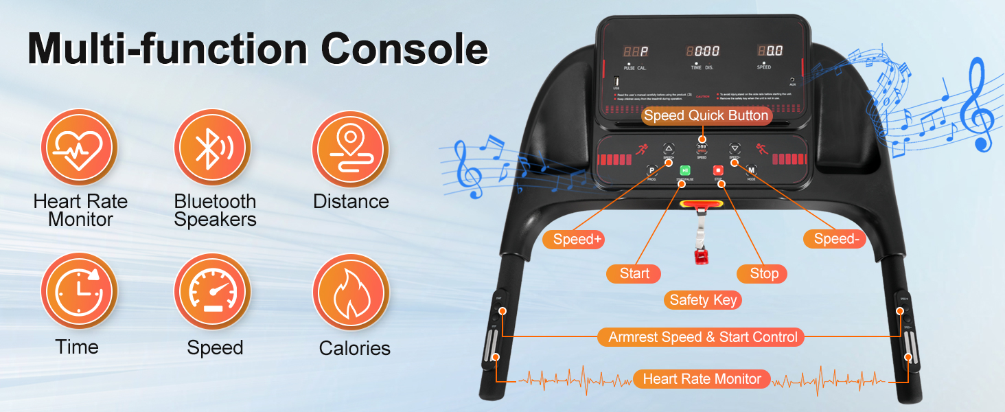 Біговий тренажер BTM для дому, 3.0PS, нахил, 1-14 км/год, складаний Walking Pad з LED дисплеєм, до 120 кг, чорний