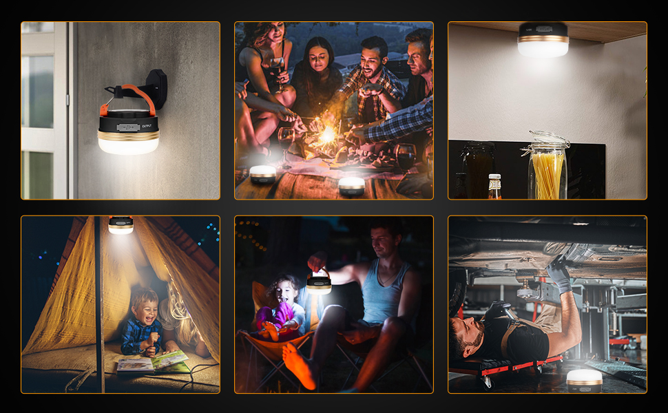 2 шт. LED кемпінгові ліхтарі Flintronic: 5 режимів, SOS, водонепроникні, портативні, для намету, туризму, риболовлі та надзвичайних ситуацій (оранжевий, рожевий, міні)