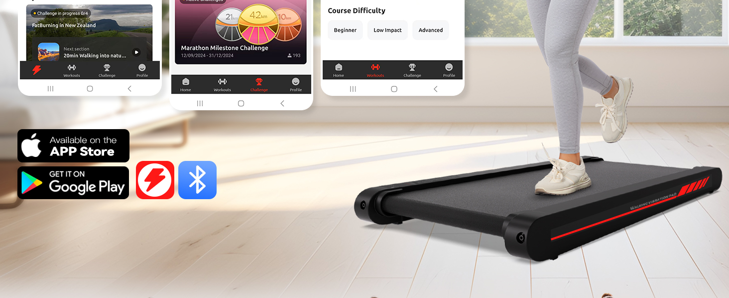 Sperax Килимок для ходьби з вібрацією 3-в-1 для бігового тренажера, з пультом дистанційного керування, 0.3-6 км/год, для дому та офісу, чорний/сірий