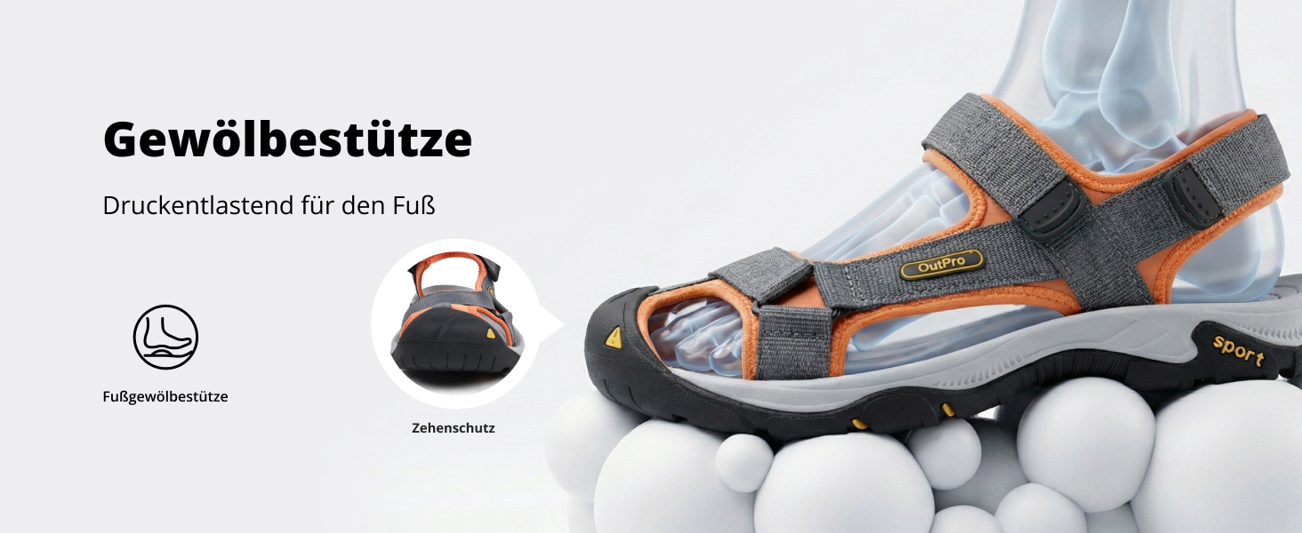 Чоловічі сандалі для пляжу, гір та трекінгу з текстильними ремінцями, водонепроникні, темно-сірі з помаранчевим, 47 EU