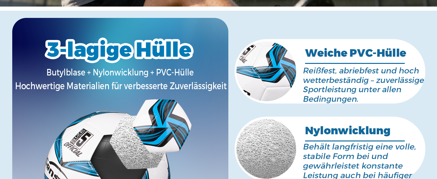 М'яч для футболу Senston, розмір 5, класичний з помпою для тренувань та уроків футболу (біло-червоний)