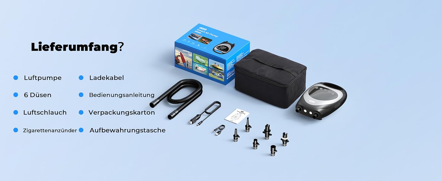 Насос електричний для SUP дощок Dr.meter 20 PSI з акумулятором 5200mAh, LED підсвіткою, для каяків, човнів, кайтсерфінгу