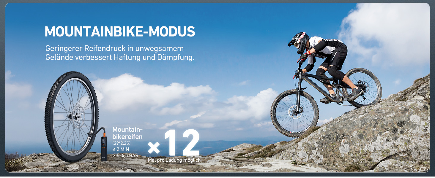 AstroAI Електрична велосипедна помпа, 150 PSI, портативна, акумуляторна, універсальна, для всіх типів велосипедів, з високопродукним мотором, перезаряджається, для міських, шосейних та гірських велосипедів, помаранчевого кольору