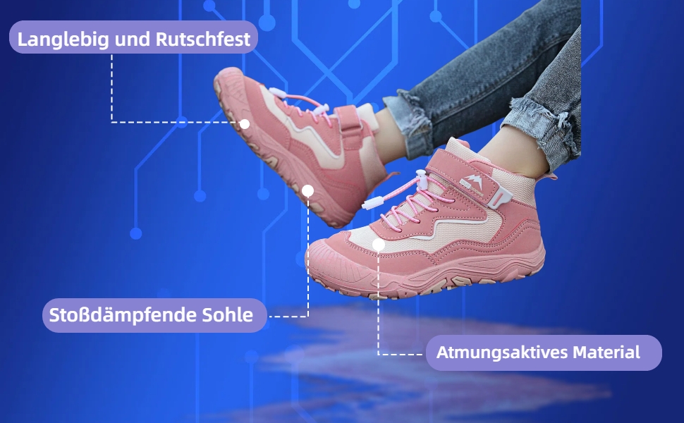 Дитячі трекінгові черевики для хлопчиків та дівчаток, водонепроникні, спортивні, зручні, з клямками, синього кольору (33 EU)