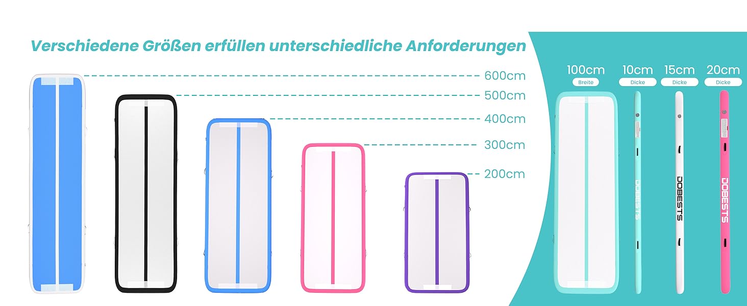 DOBESTS Airtrack Matte - Килимок для гімнастики та фітнесу, 600x100x20 см, рожевий та фіолетовий