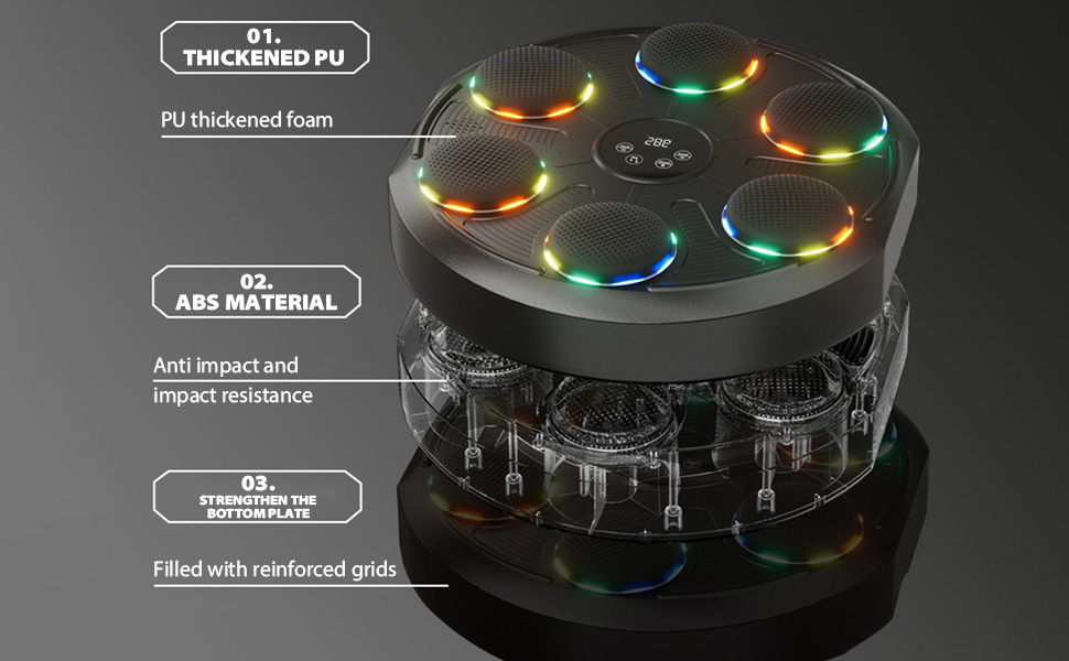 Музична боксерська машина Kensbro з LED-підсвіткою, Bluetooth, 12 швидкостей та режимів, для дорослих та дітей