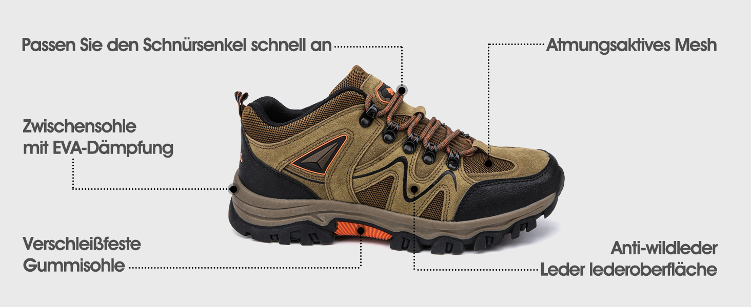 Чоловічі трекінгові черевики для хайкінгу та трейлраннінгу, Outdoor, 38-48 EU, Колір: Коричневий