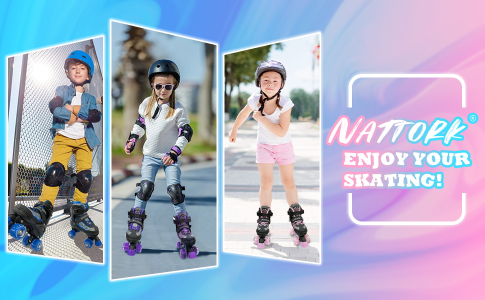 Роликові ковзани для дітей Nattork, 4 розміри, регульовані, світлові ролики, для дому та вулиці, EU 35-38, рожеві