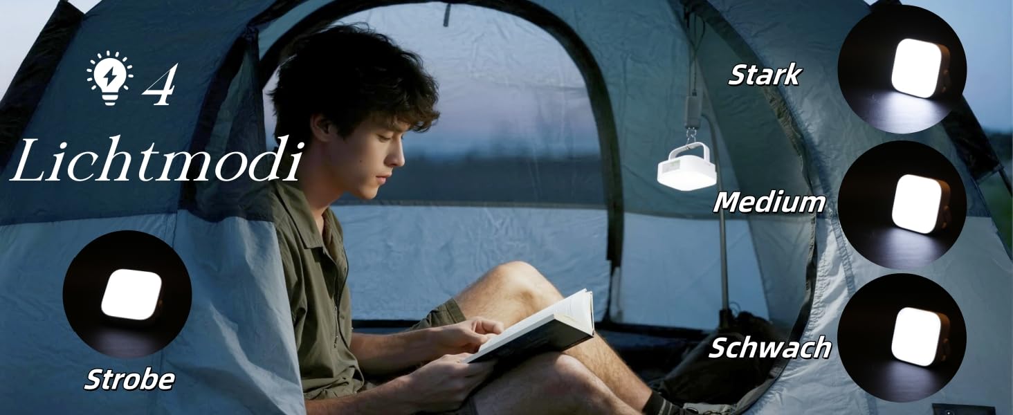 LED кемпінговий ліхтар 4000LM, 2 шт. - перезаряджається, сонячний, водонепроникний, з карабіном, 4 режими, для кемпінгу, читання, туризму, надзвичайних ситуацій