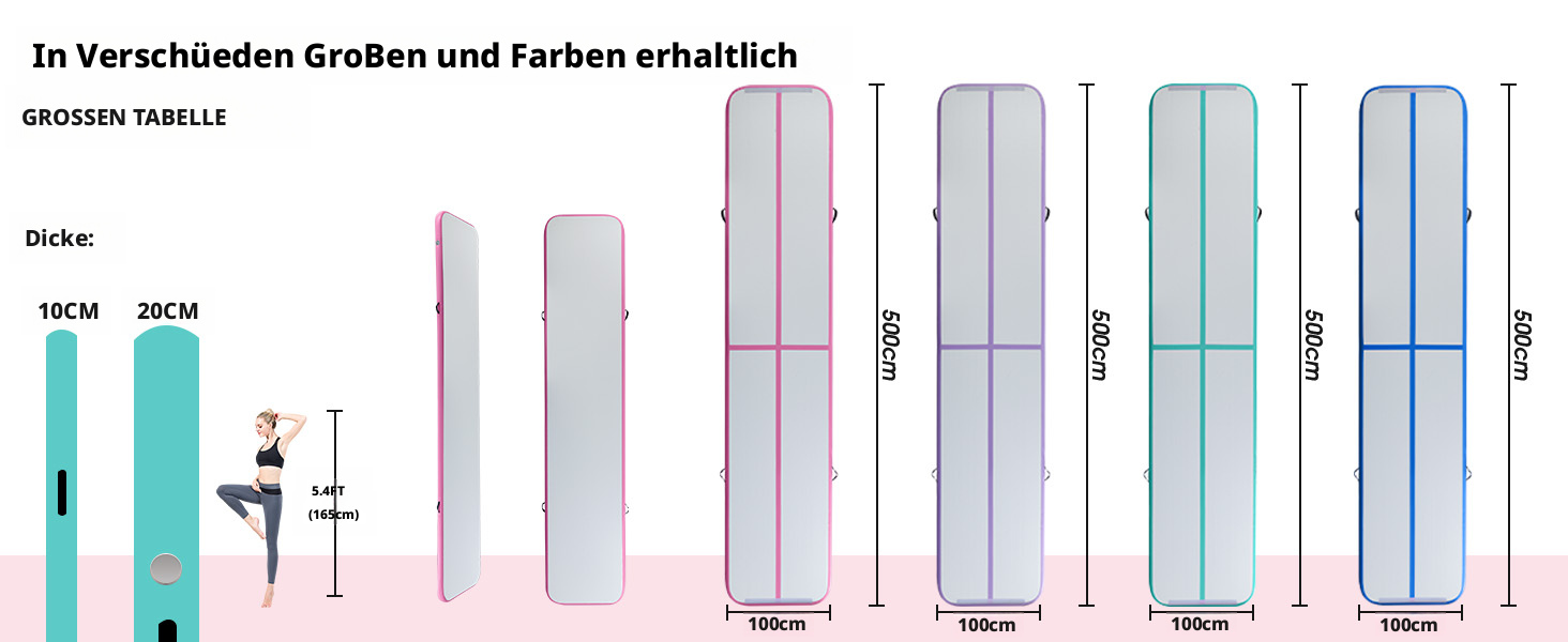 Гімнастичний надувний мат LSLIFE для дому: 3M, 4M, 5M, 6M, товщина 10 см, з електричним насосом. Підходить для гімнастики, йоги, акробатики, дітей та водних розваг. Колір: блакитний.