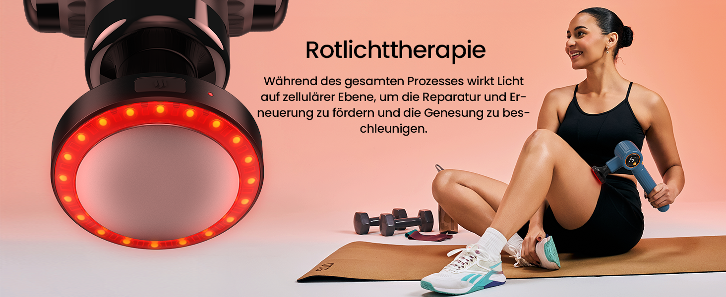 Масажний пістолет Napre з підігрівом та червоною світлотерапією для м'язів спини та шиї, з подовжувальною ручкою та 3 кутами нахилу