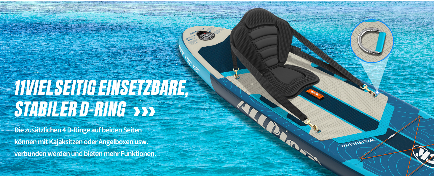 Надувний SUP-борд ALLPICK Premium з аксесуарами, тримачем для камери, регульованим веслом, для початківців та досвідчених, 200 кг, колір: Глибокий синій