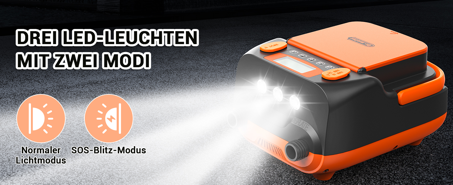 Електричний насос Dr.meter SUP з акумулятором 6000mAh: для SUP-дошок, човнів, наметів, каяків