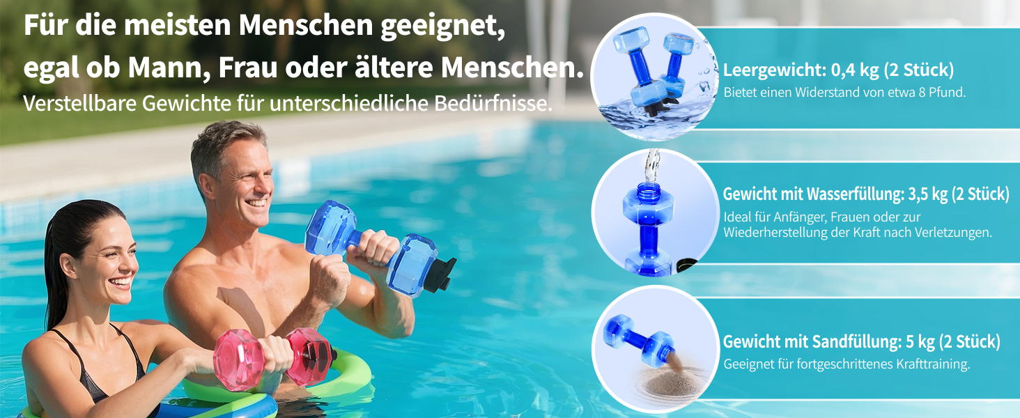 Вага для плавання Fstcrt, PE-вага для басейну, обладнання для аквааеробіки з неслизькою ручкою, для плавання, фітнесу у воді, акватерапії, блакитна