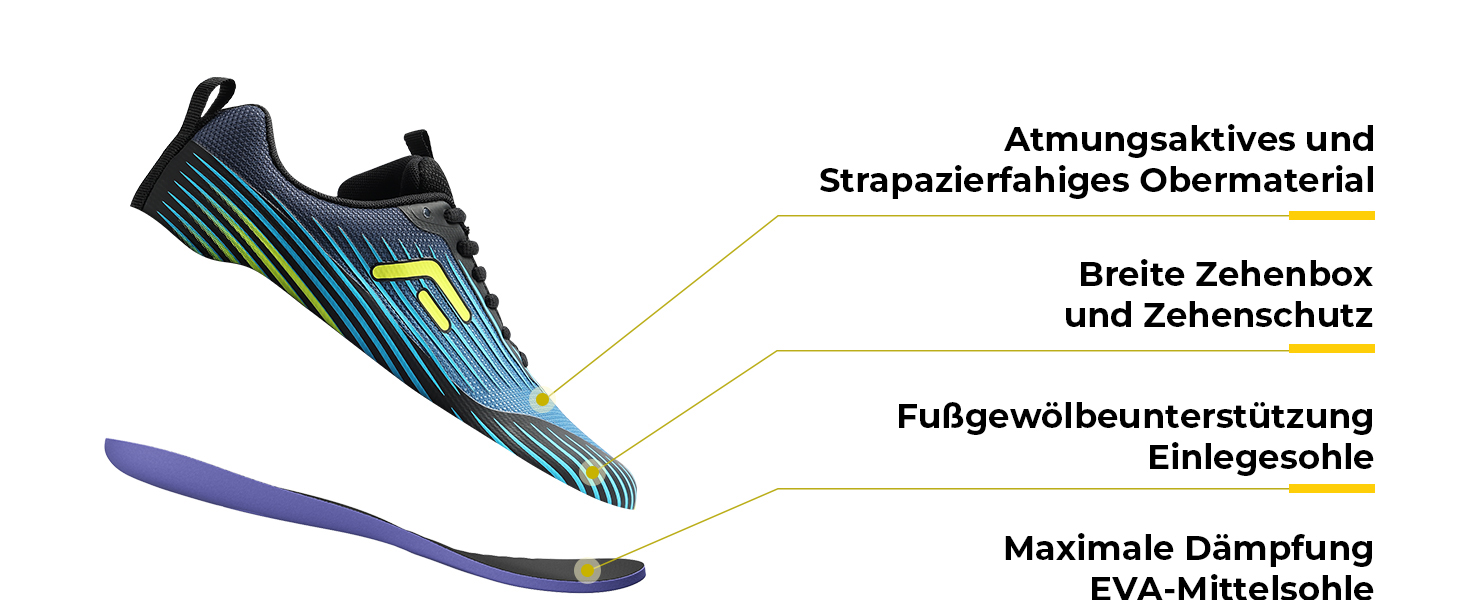 Кросівки для бігу FitVille чоловічі широкі (46 EU) – бігові, трекінгові, для вулиці, фітнесу, широкі, Turbo Blue Neon
