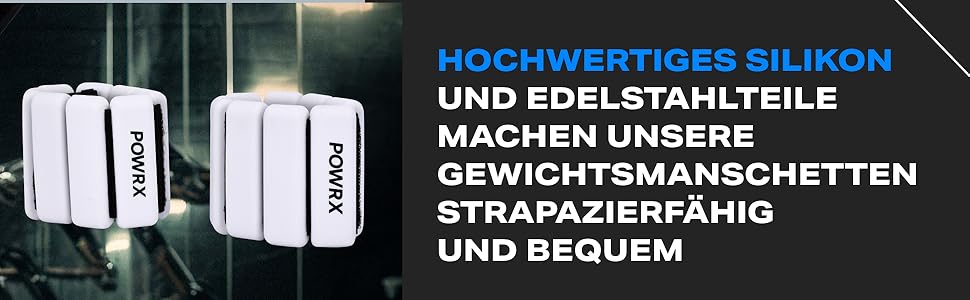 Ваги для зап'ястя PowrX для чоловіків: високоякісний силікон, нержавіюча сталь, зручні, легкі у чищенні, антибактеріальні, для фітнесу, тренувань, подорожей - Білий