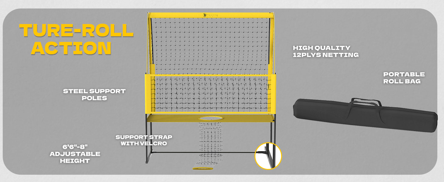 Професійна волейбольна сітка Yoving 2,4×3,4 м для тренувань ударів і подач — міцна для покращення техніки, сили та точності, підходить для командних та індивідуальних занять у приміщенні та на вулиці