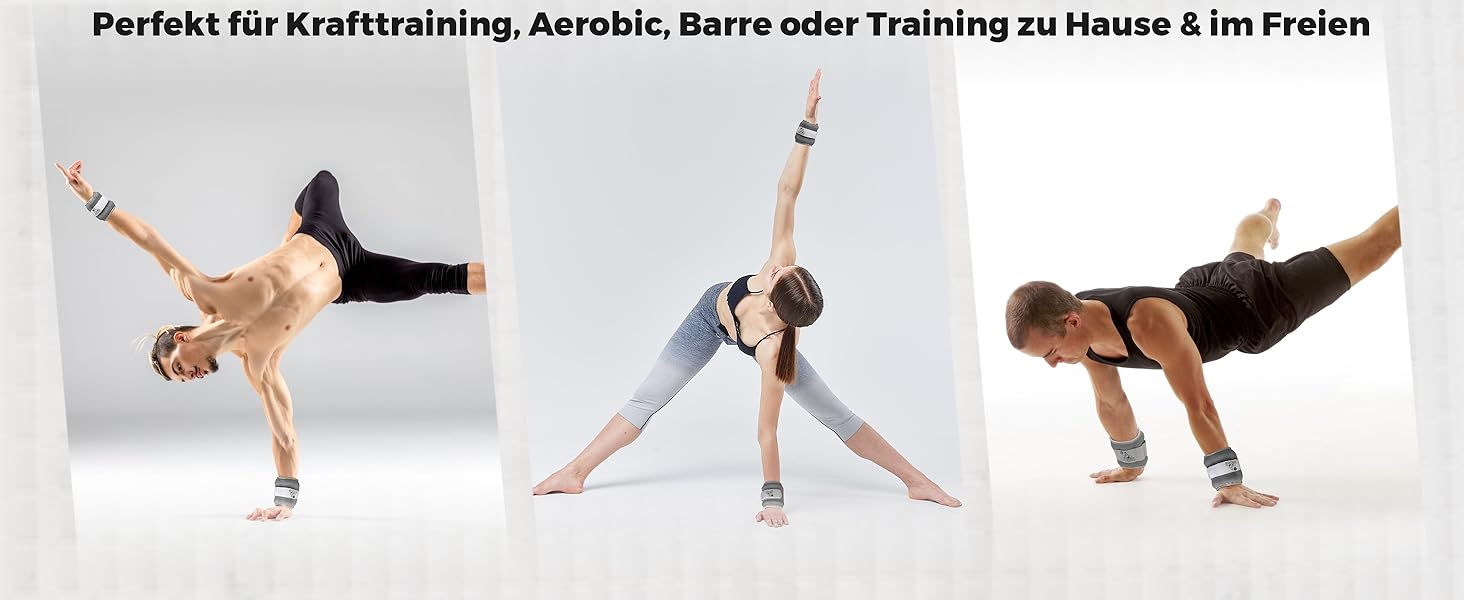 Ваги для ніг та зап'ясть (1 пара) - Регульовані ваги для жінок, чоловіків та дітей - Ідеально підходять для ходьби, бігу, гімнастики, аеробіки, 2.0 кг (x2), сірий колір