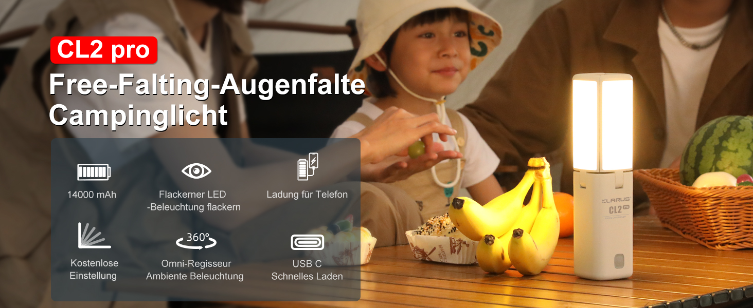 KLARUS Cl2 Pro: Багатофункціональний кемпінговий ліхтар з акумулятором 10000 mAh, 750 люмен, 8 режимів, IPX5, для кемпінгу, риболовлі та надзвичайних ситуацій