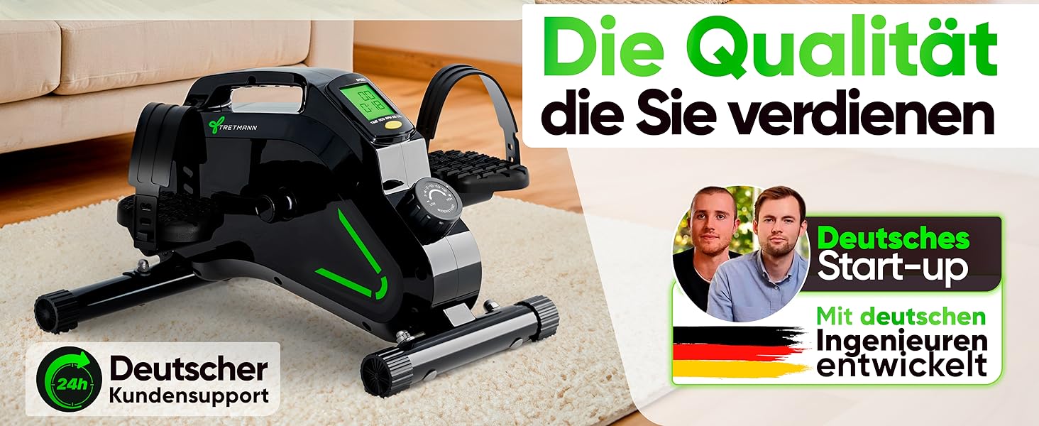 Тренажер для ніг Tretmann Pedaltrainer Pro Set: міні-велосипед для сеньйорів та реабілітації, безшумний домашній велотренажер з килимком та ременями