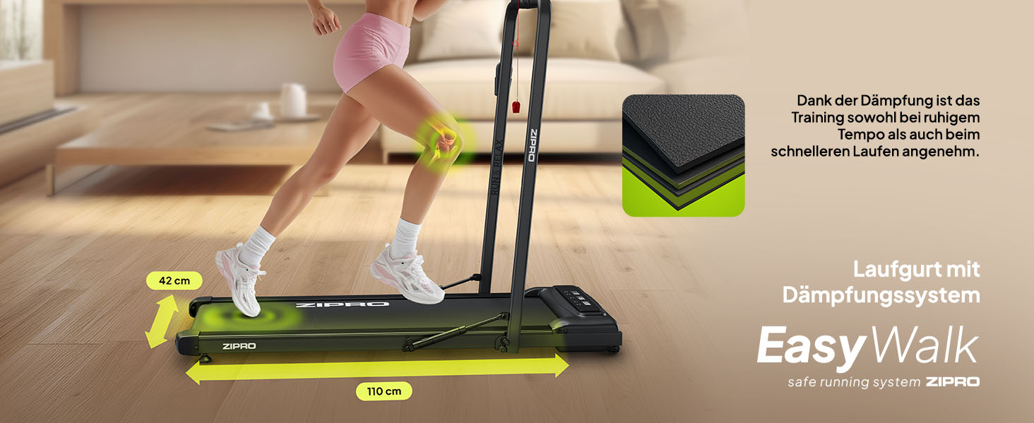 Біговий доріжка ZIPRO Newlite Klappbar: складаний, 1-10 км/год, до 110 кг, LED-дисплей