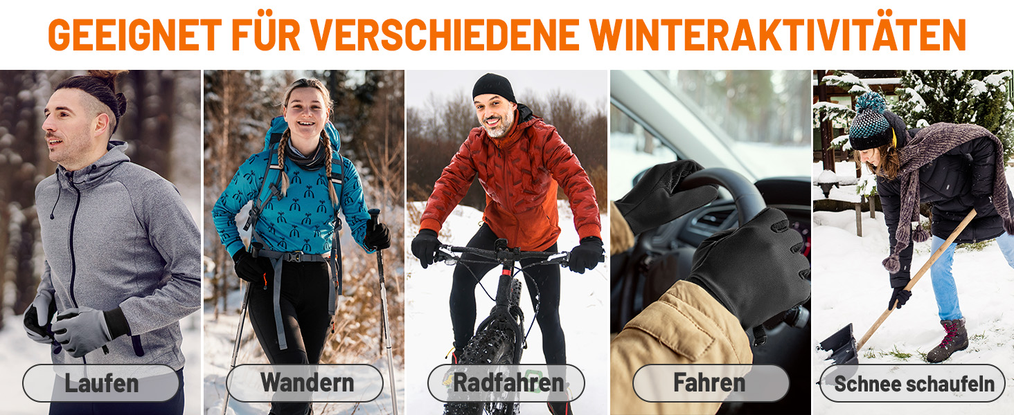 Рукавички зимові GXCROR 3M Thinsulate, для велосипеда, бігу, риболовлі та мотоцикла, чорні, розмір M