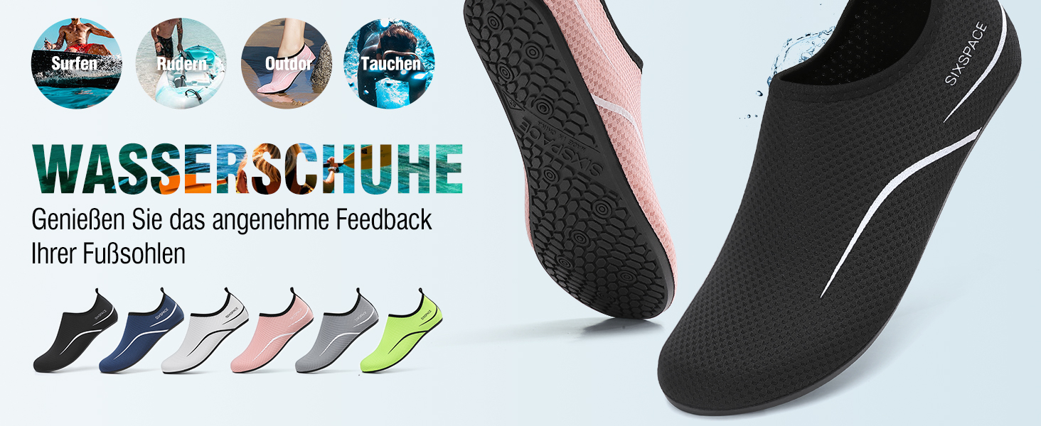 Шкарпетки для плавання та водних видів спорту (чоловічі/жіночі) – дихаючі, швидковисихаючі, розмір 34-47, колір чорний