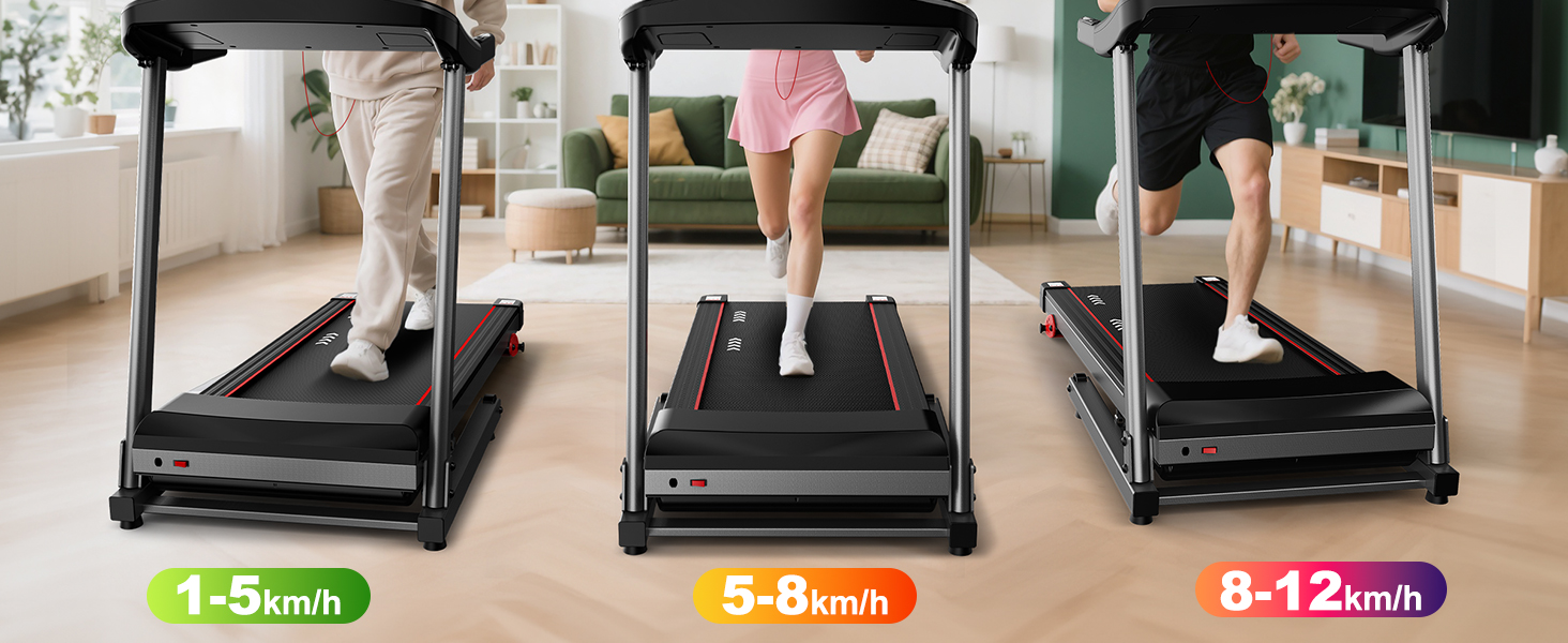 Біговий тренажер MaxVibe для дому, складаний, швидкість до 12 км/год, регулювання нахилу, 15 програм, Bluetooth, 2.5 PS, вантажопідйомність 120 кг