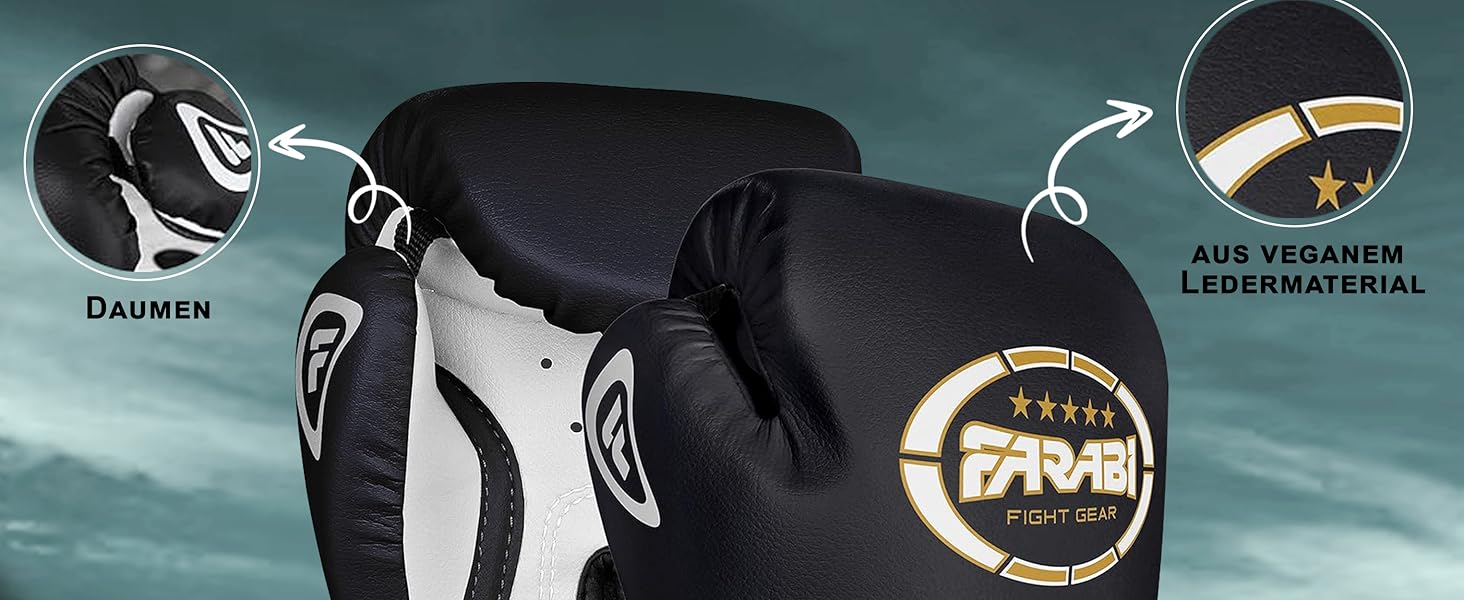 Боксерські рукавички Farabi для дітей 4 oz – MMA, Муай Тай, Кікбоксинг, Спарринг, Тренування (5-10 років, Чорний)