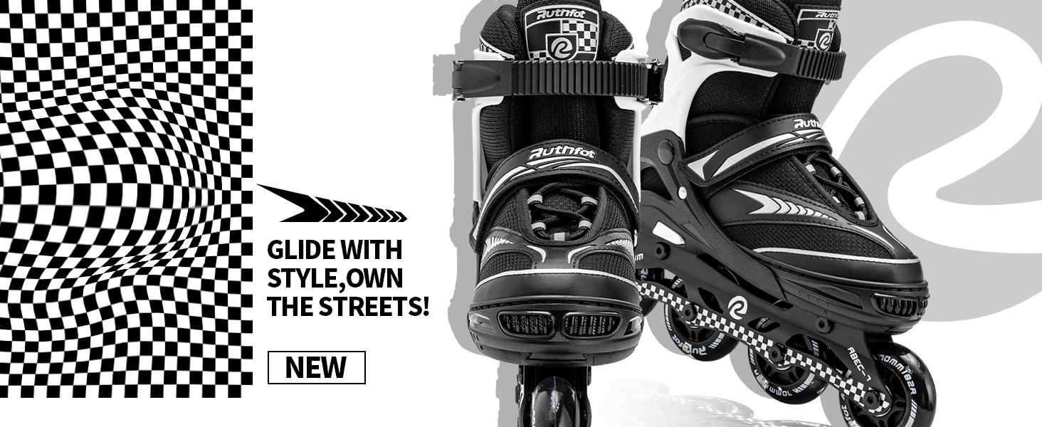 Регульовані ролики для дітей (хлопчиків та дівчаток), світні ролики 6-12 років, ролики для жінок та чоловіків, чорний колір, розмір L (37.5-41)