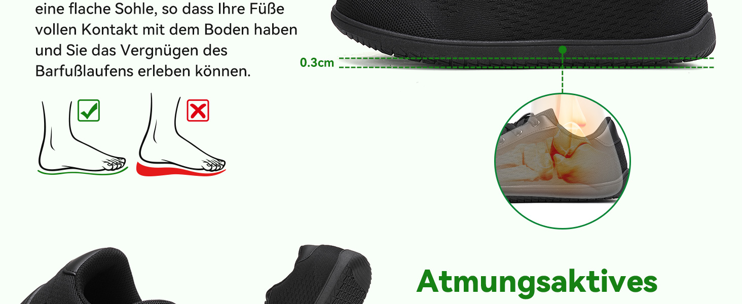 Кросівки для бігу Barfußschuhe: чоловічі та жіночі, зручні, дихаючі, з широкою передньою частиною, антиковзкі, чорні, 43 EU