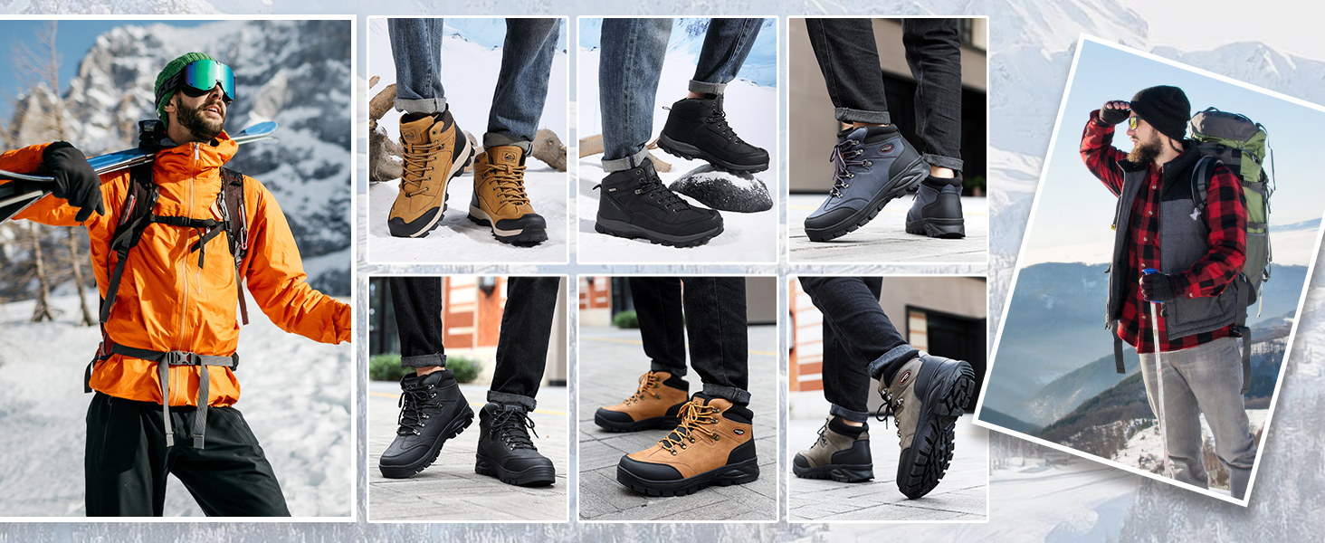 Чоловічі зимові черевики AX BOXING: утеплені, трекінгові, для хайкінгу, жовті, 41-46 EU