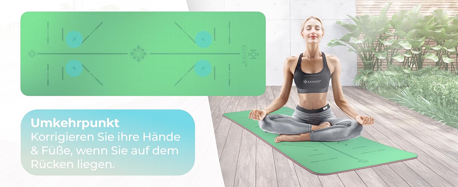 Килимок для гімнастики KESSER® з ручкою для перенесення, антиковзкий TPE, фітнес-килимок для йоги, фітнесу, пілатесу, 183 x 61 см, червоний/чорний