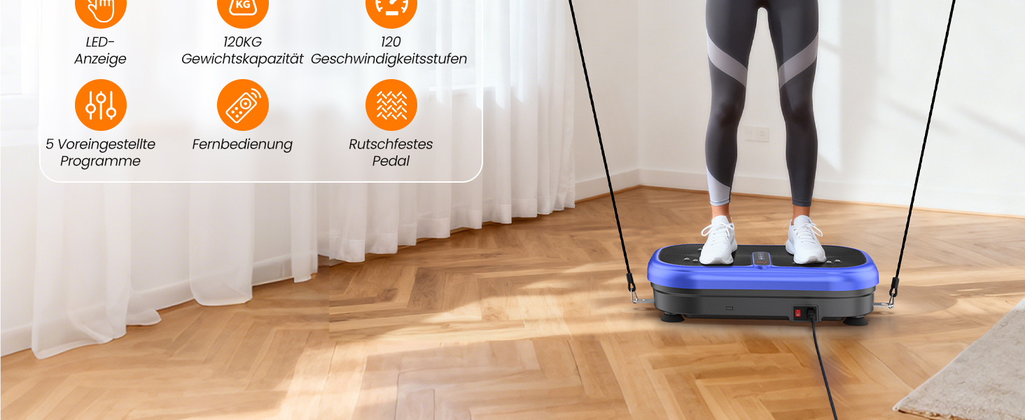 Вібраційна платформа 200W для фітнесу з пультом дистанційного керування, 120 рівнів, ультразвук та гумові ніжки – для домашніх тренувань, підтяжки м'язів та регенерації, ідеально для жінок та людей похилого віку, сріблястого кольору