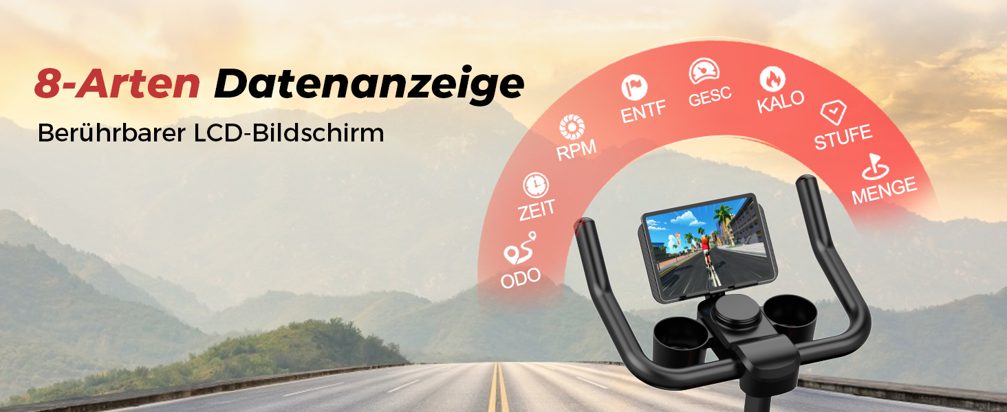 Велотренажер для дому Superun з APP, магнітний опір, 15 кг маховик, ультратихий, чорний