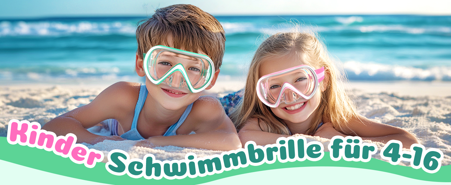 Дитячі маски для снорклінгу COOLOO з панорамним оглядом 180° HD, антизапар, анти-тік, для дітей 4-16 років (рожевий)