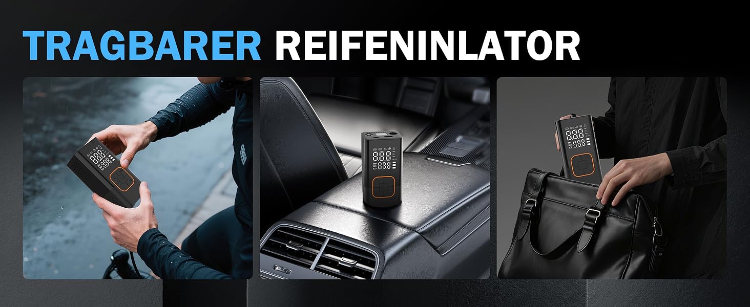 Електрична повітряна помпа, бездротова помпа для шин велосипеда з цифровим манометром (150 PSI), LED-ліхтар, для авто/велосипеда/мотоцикла/м'яча