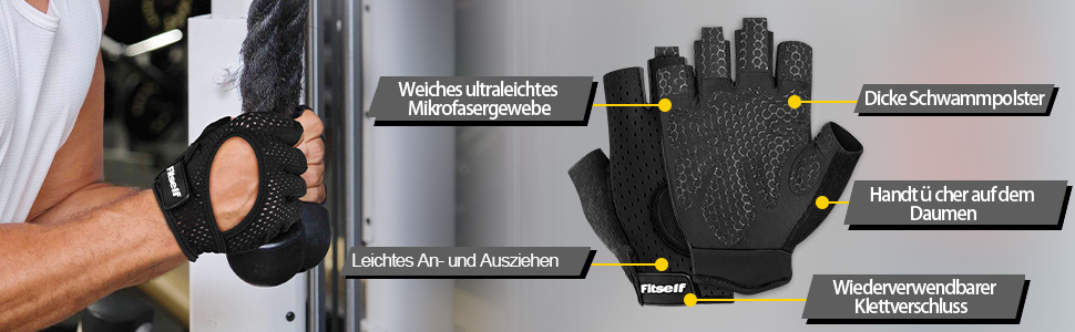 Фітнес рукавички для жінок та чоловіків: дихаючі рукавички для важкої атлетики, тренувань, спортзалу, бодібілдингу, силових тренувань, велоспорту. Чорний, розмір M