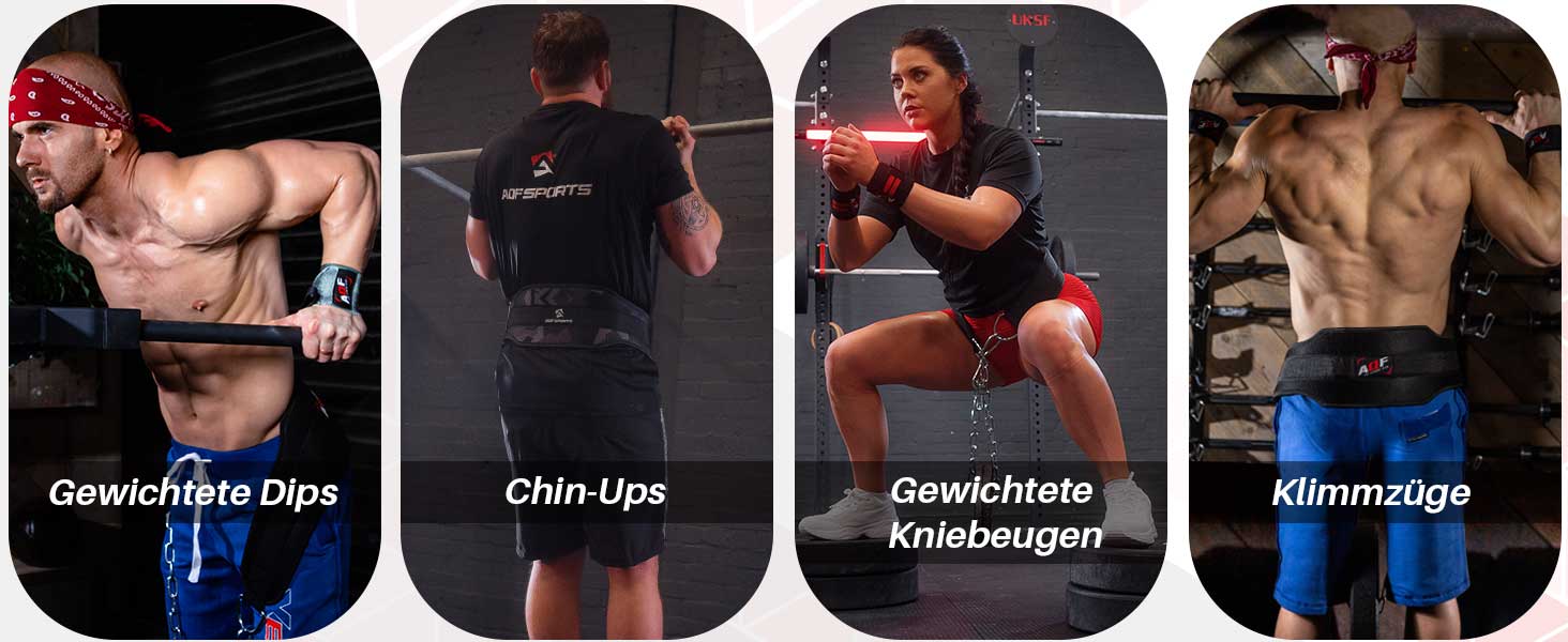 Пояс для важкої атлетики AQF: міцний, з 36-дюймовою сталевою ланцюгом, неопреновий, для пауерліфтингу, бодібілдингу, фітнесу та підтягувань (чорний)