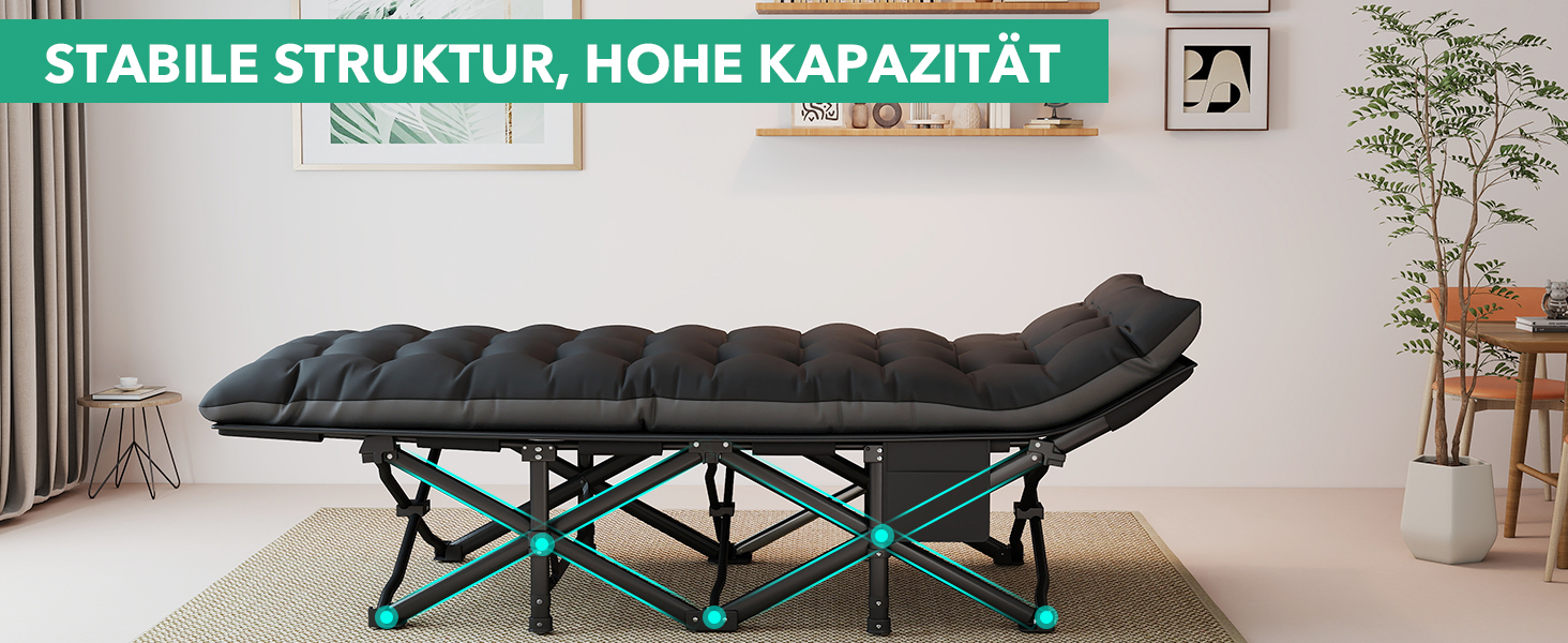 Розкладне ліжко-тахта для кемпінгу з матрацом, сталеве, чорне, 190x71x35 см