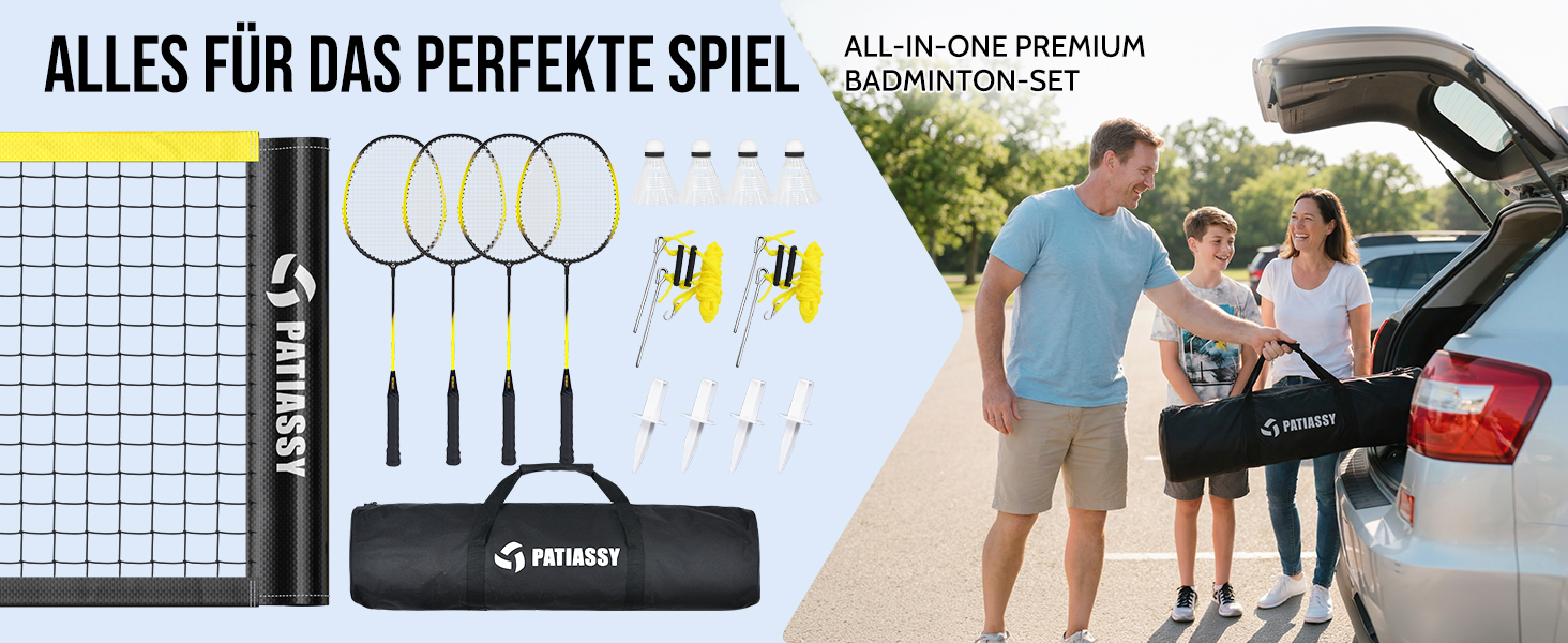 Мобільний волейбольний сет для бадмінтону, регульований, 4 ширини, з сумкою, для залу та вулиці