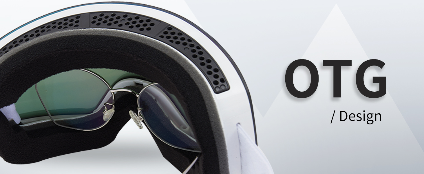 Гірськолижні маски VCOROS OTG для унісекс, YH227 - сноуборд маска з антиковзним ремінцем, захистом від УФ та запобіганням запотіванню, регульовані, срільно-білі (VLT13%)