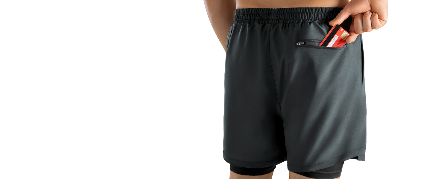 Шорти чоловічі Niksa 2er Pack 2-в-1: спортивні, швидковисихаючі, дихаючі, з кишенею для телефону (XL, сірий)