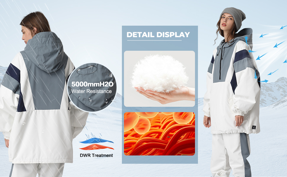 Сніговий комбінезон HOUZONIY для жінок та чоловіків. Теплий, водонепроникний, з капюшоном, для катання на лижах та сноуборді. Розмір S T63+Рожевий