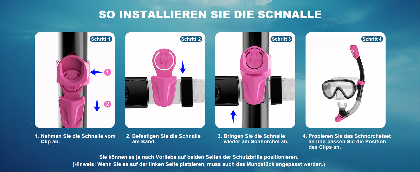 Набір для снорклінгу G2RISE для дорослих: маска та трубка, чорно-рожевий