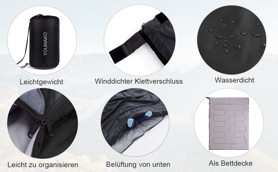 Сплячий мішок для дорослих та дітей – легкий, водонепроникний, зручний для весни, літа, осені – піший туризм, подорожі, кемпінг, темно-помаранчевий