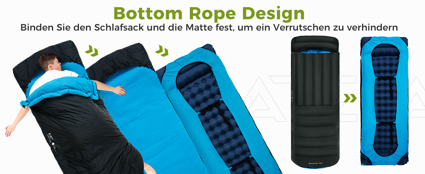 Спальний мішок ATEPA Ultraleicht Daunenschlafsack: Легкий, компактний, 3-сезонний (12°C/6°C/-1°C), водонепроникний, для кемпінгу, походів, трекінгу та рюкзакових подорожей, з компресійним мішком ThermaCore, чорний