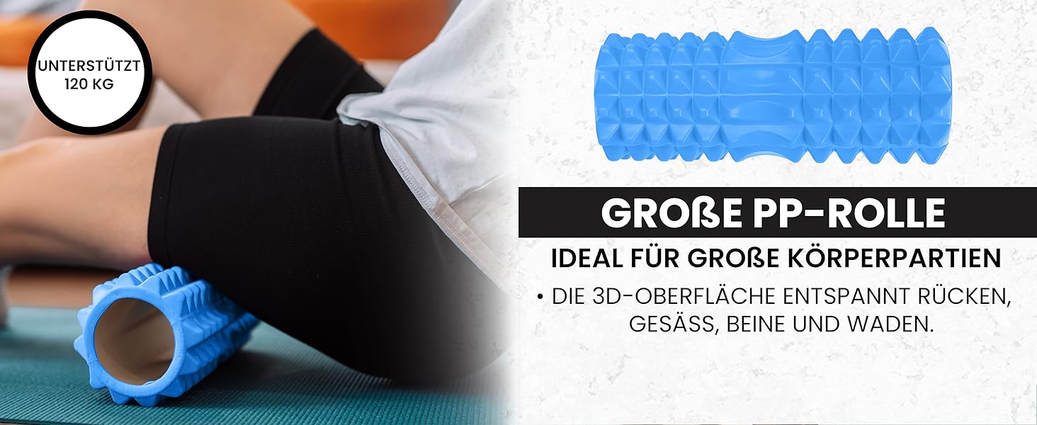 Набір для масажу фасцій Unycos: ролер, стрічка, м'яч, стік та фітнес-стрічки (120 кг)