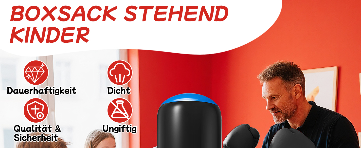 Дитячий боксерський мішок Ninonly з рукавичками, 160 см, посилений PVC, для карате, таеквондо, чорний та синій